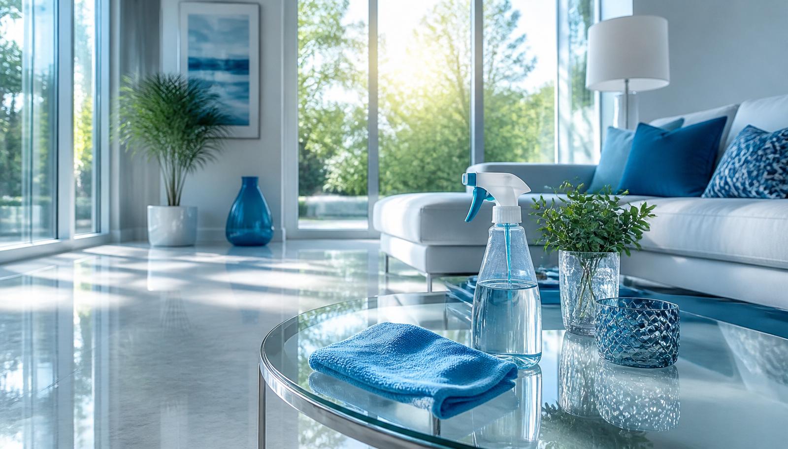 Bright, spotless modern living room after a professional Nova clean